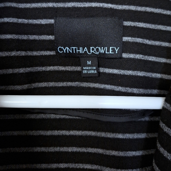 Cynthia Rowley Black Gray Stripe Office Work One Button Blazer Folded Longsleeve - Picture 8 of 9